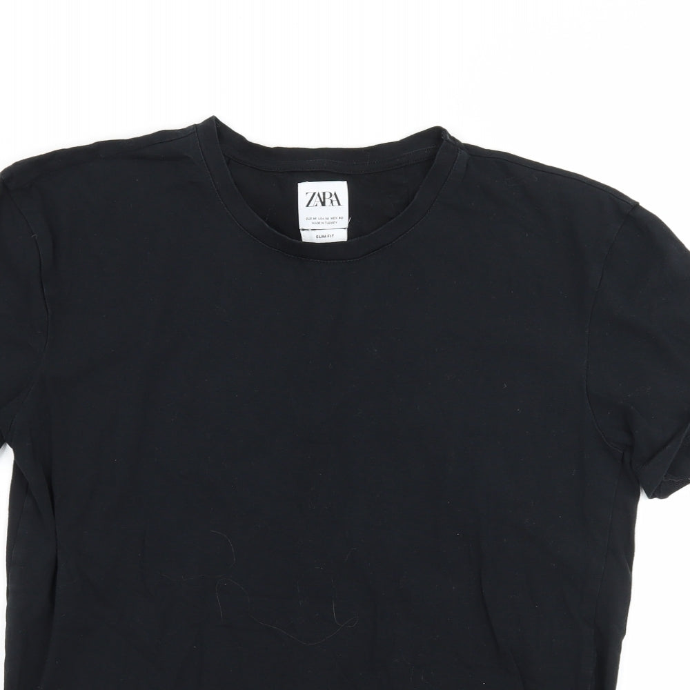 Zara Womens Black  Jersey Basic T-Shirt Size M
