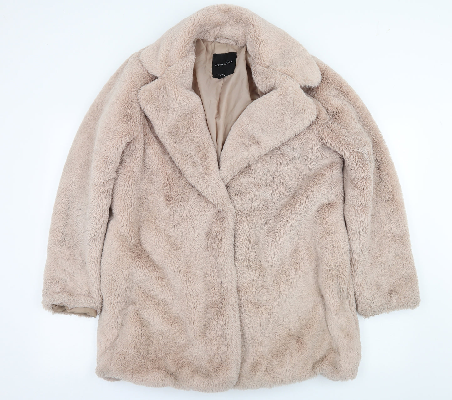 New Look Womens Pink   Overcoat Coat Size 12  - Faux Fur