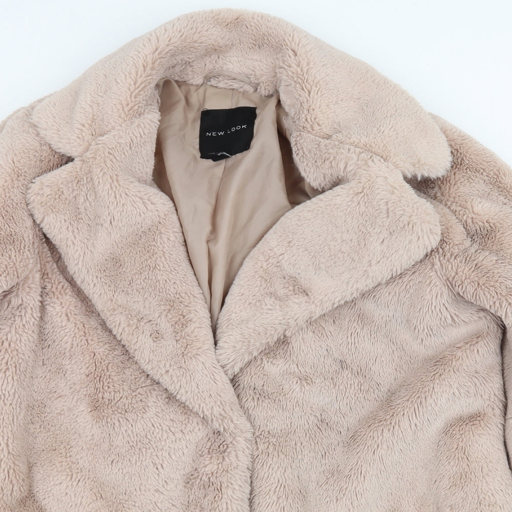 New Look Womens Pink   Overcoat Coat Size 12  - Faux Fur