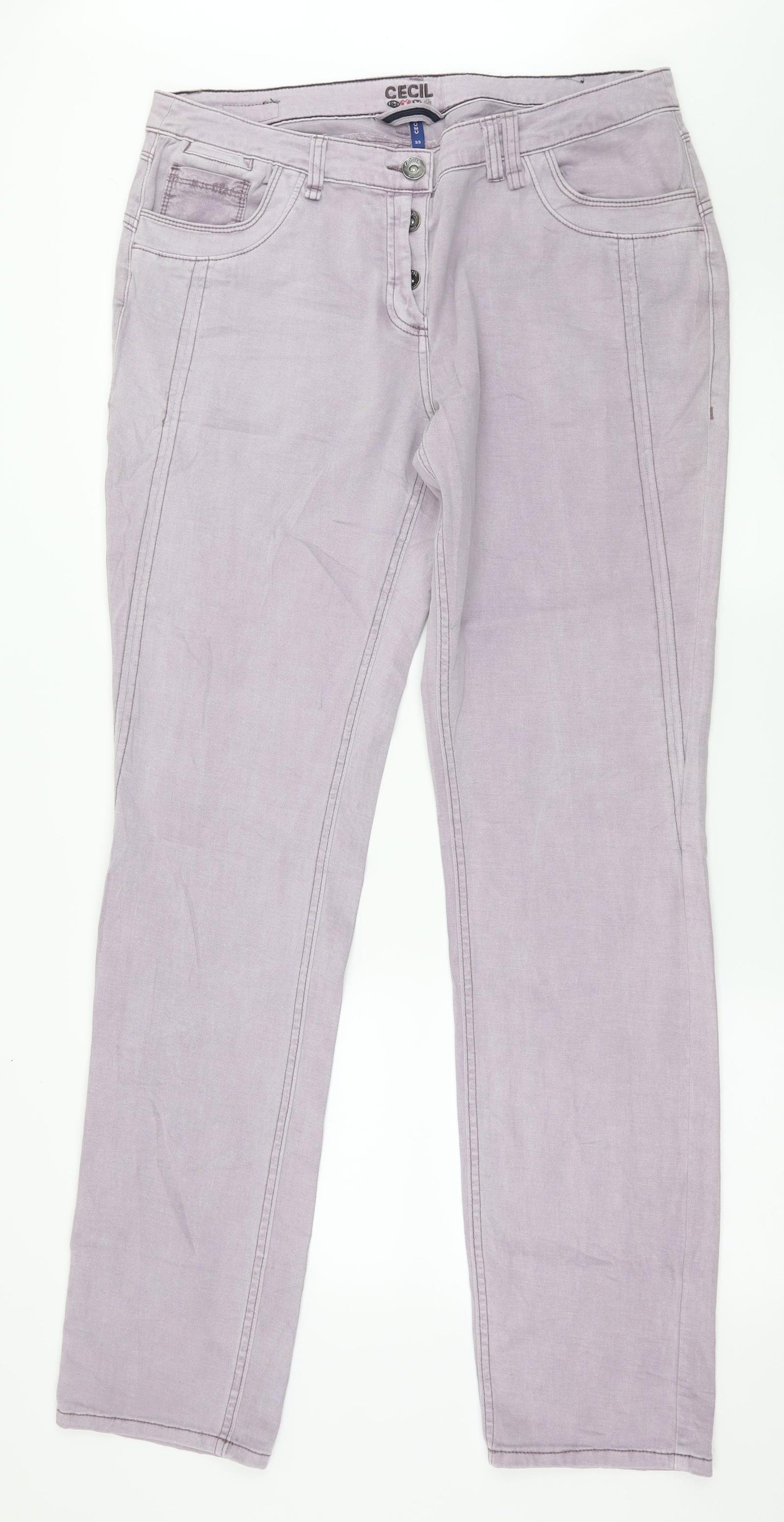 Cecil Womens Purple  Denim Straight Jeans Size 34 in L35 in