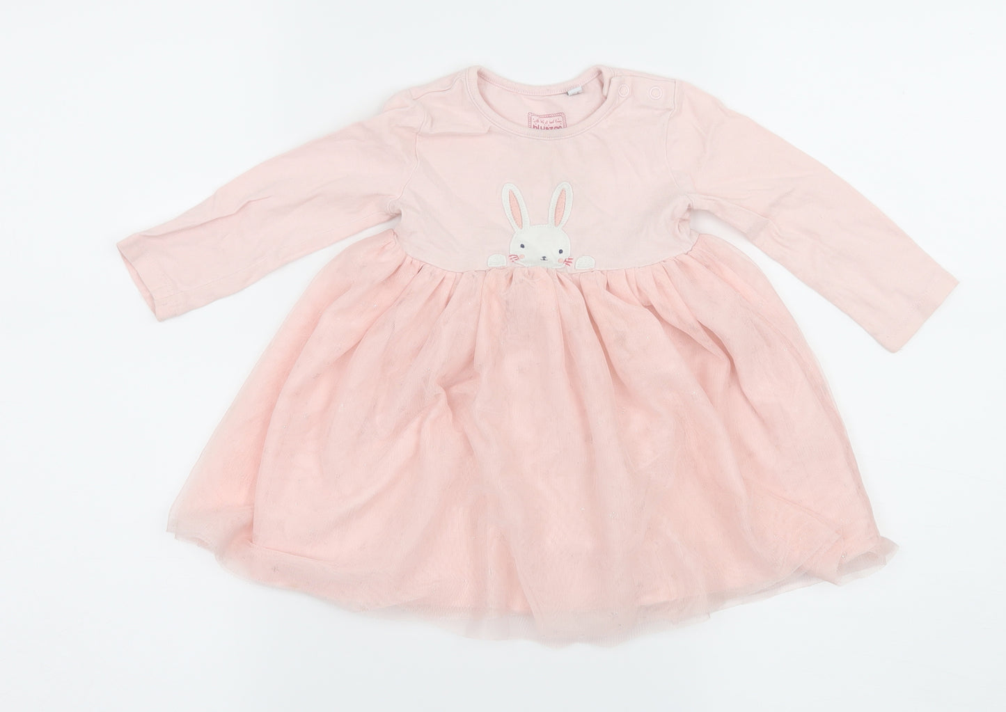 Blue Zoo Girls Pink Geometric Jersey T-Shirt Dress  Size 6-9 Months  - Rabbit