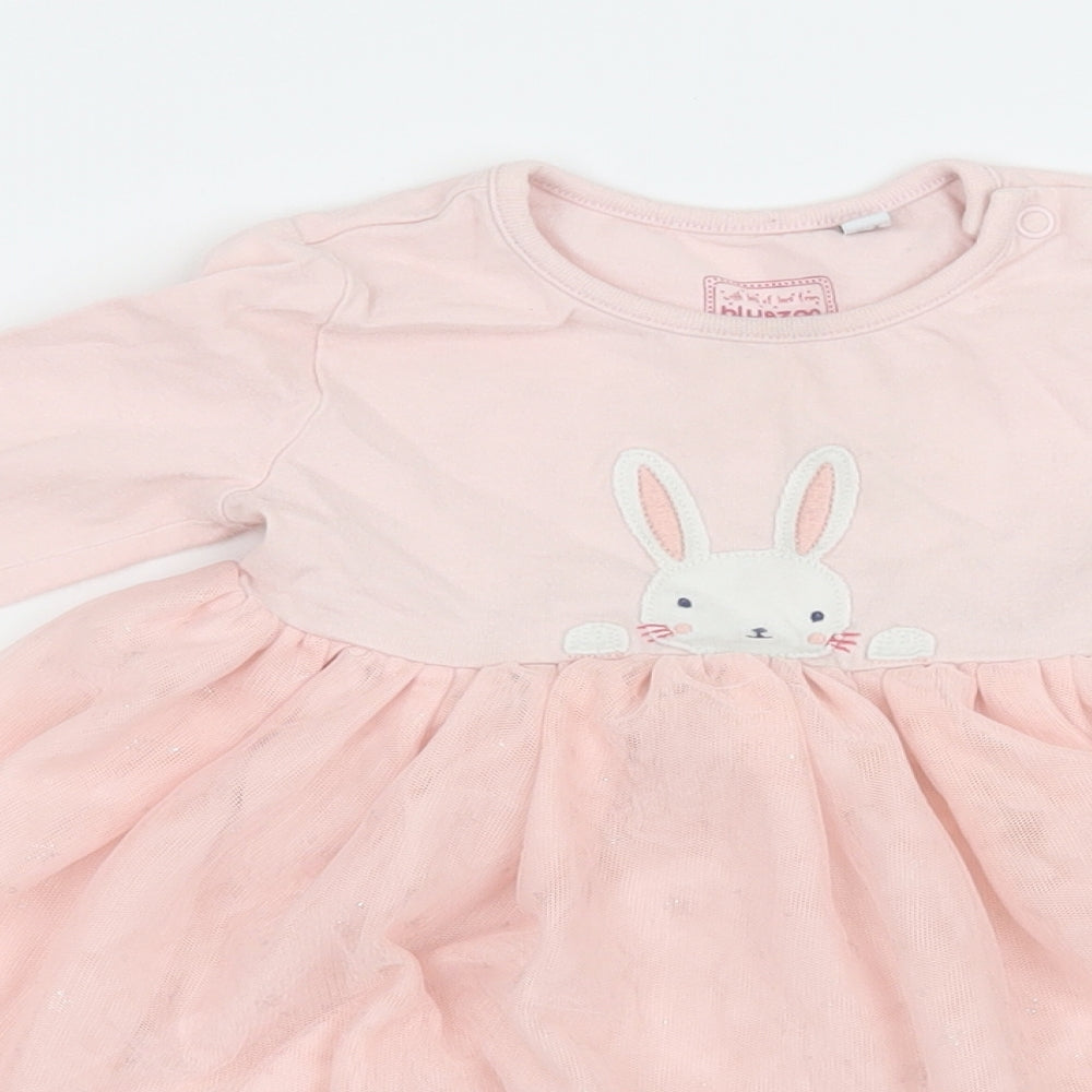 Blue Zoo Girls Pink Geometric Jersey T-Shirt Dress  Size 6-9 Months  - Rabbit