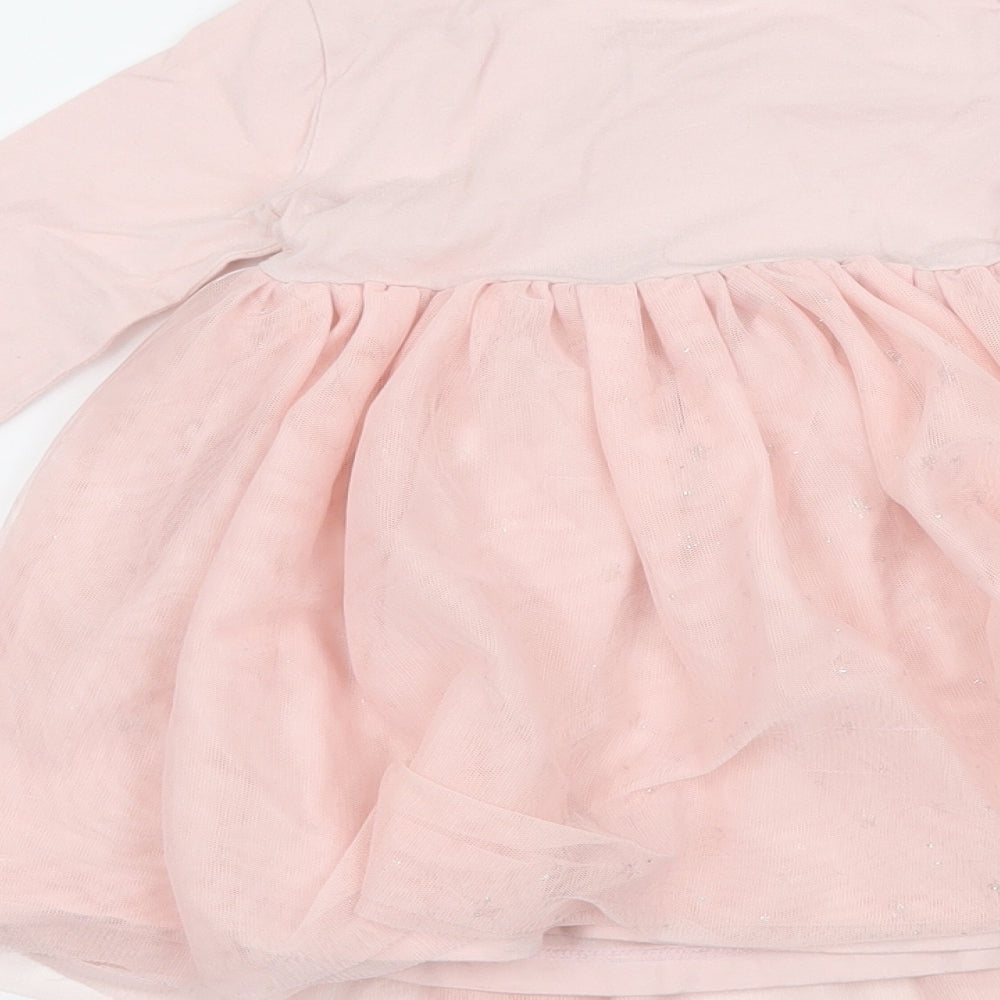 Blue Zoo Girls Pink Geometric Jersey T-Shirt Dress  Size 6-9 Months  - Rabbit