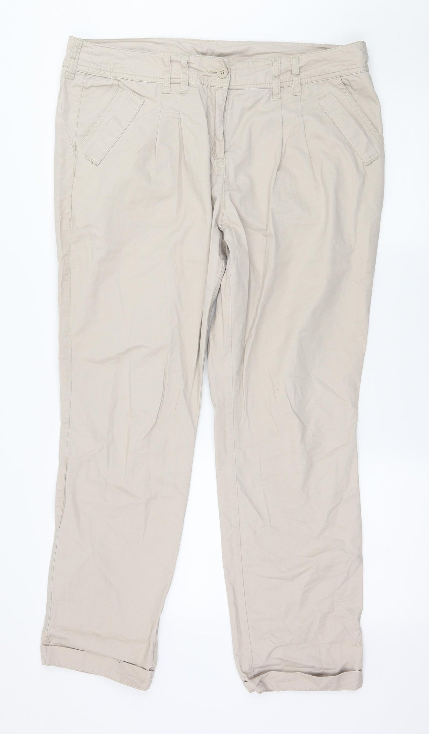Dorothy Perkins Womens Ivory   Chino Trousers Size 16 L29 in