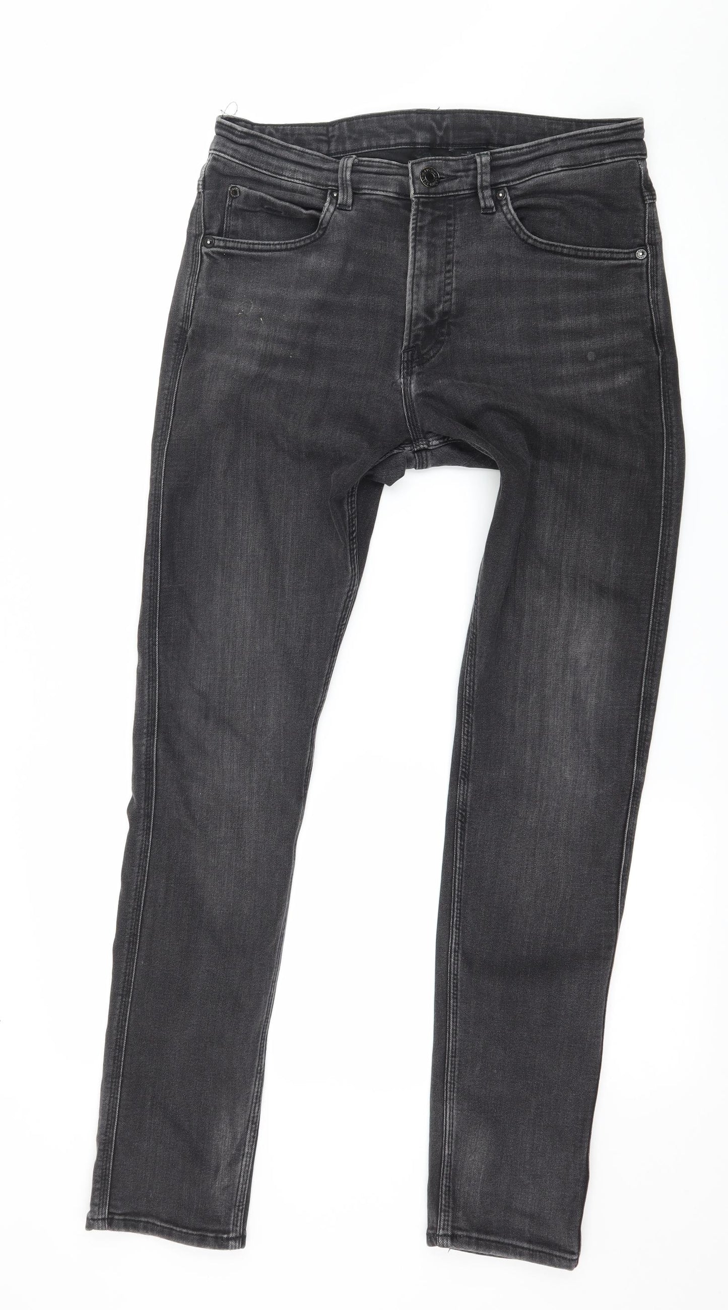 H&M Mens Grey  Denim Straight Jeans Size 33 in L29 in