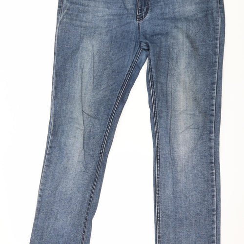MYCHRISTY Womens Blue  Denim Straight Jeans Size 14 L29 in