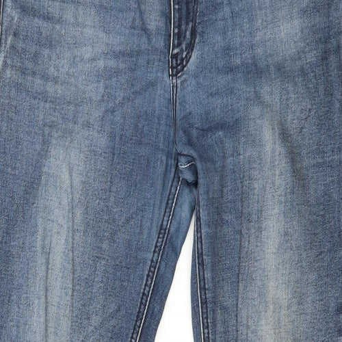 MYCHRISTY Womens Blue  Denim Straight Jeans Size 14 L29 in