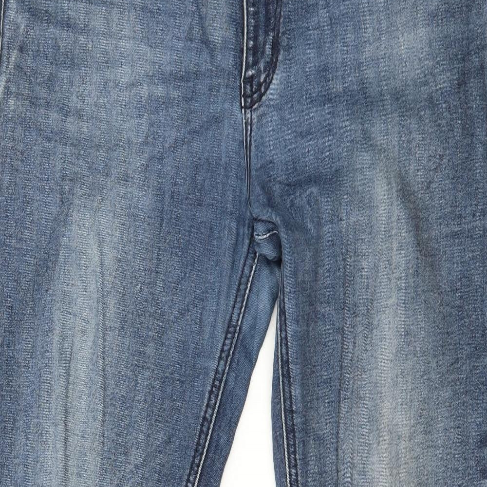 MYCHRISTY Womens Blue  Denim Straight Jeans Size 14 L29 in