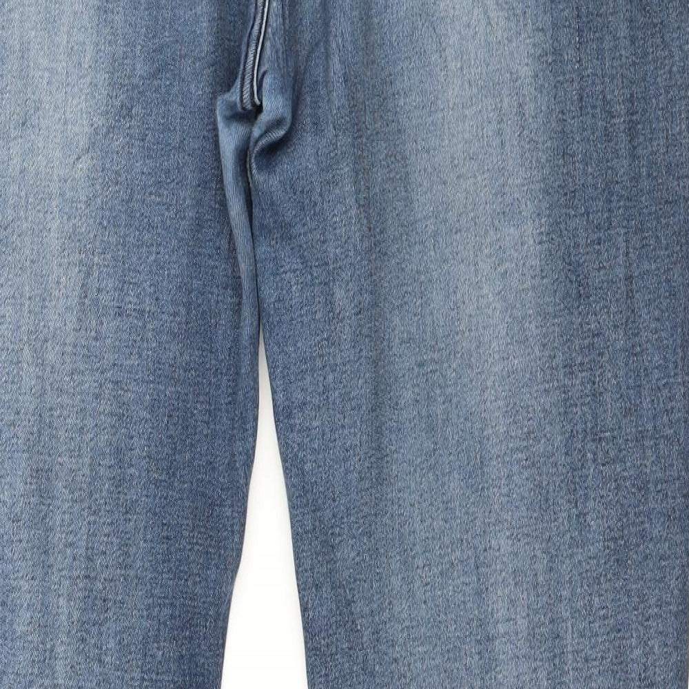 MYCHRISTY Womens Blue  Denim Straight Jeans Size 14 L29 in