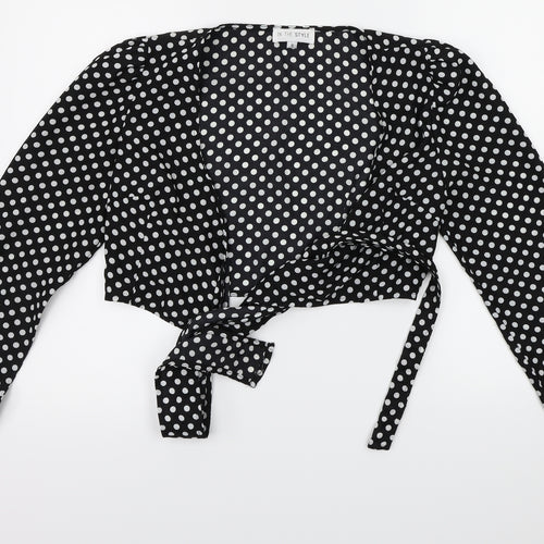 In the Style  Womens Black Polka Dot  Basic Blouse Size 8