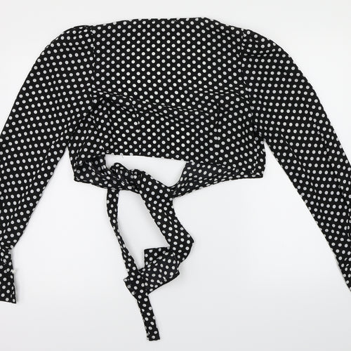 In the Style  Womens Black Polka Dot  Basic Blouse Size 8