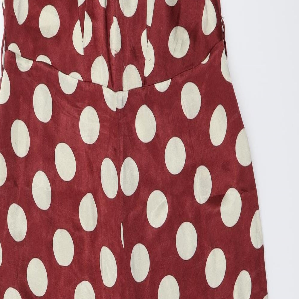 Miss Selfridge  Womens Red Polka Dot  Jumpsuit One-Piece Size 12