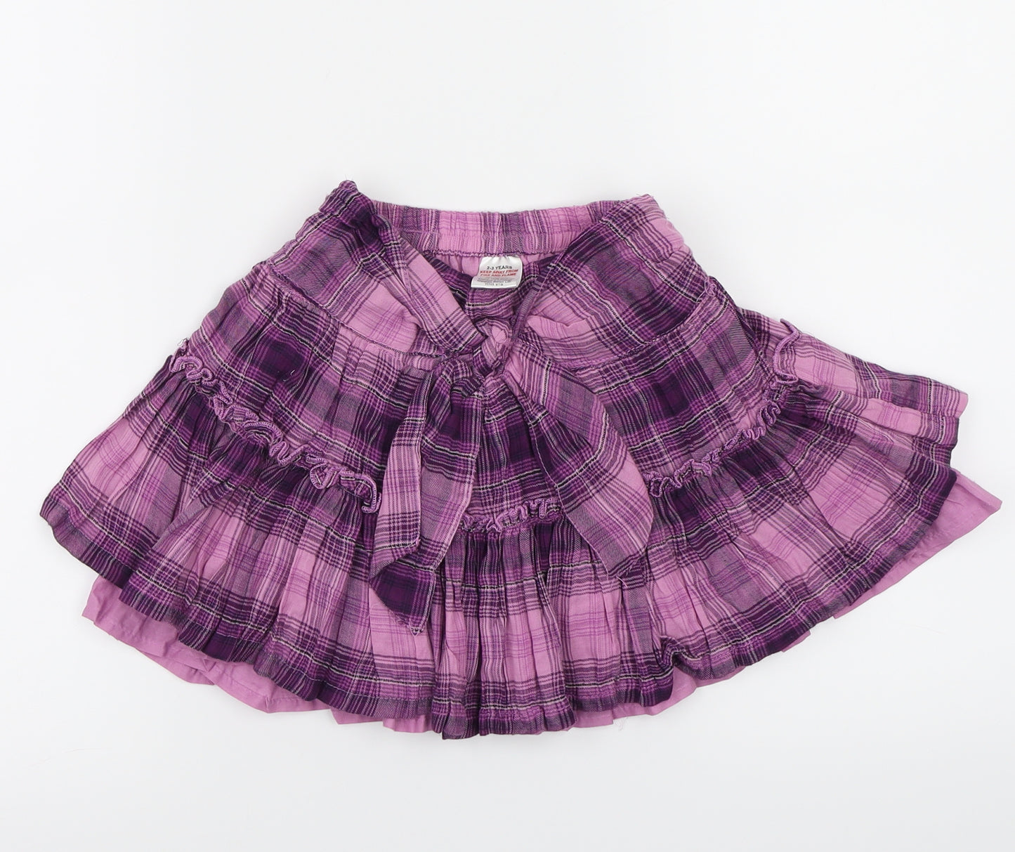 Preworn  Girls Purple Check  A-Line Skirt Size 2-3 Years