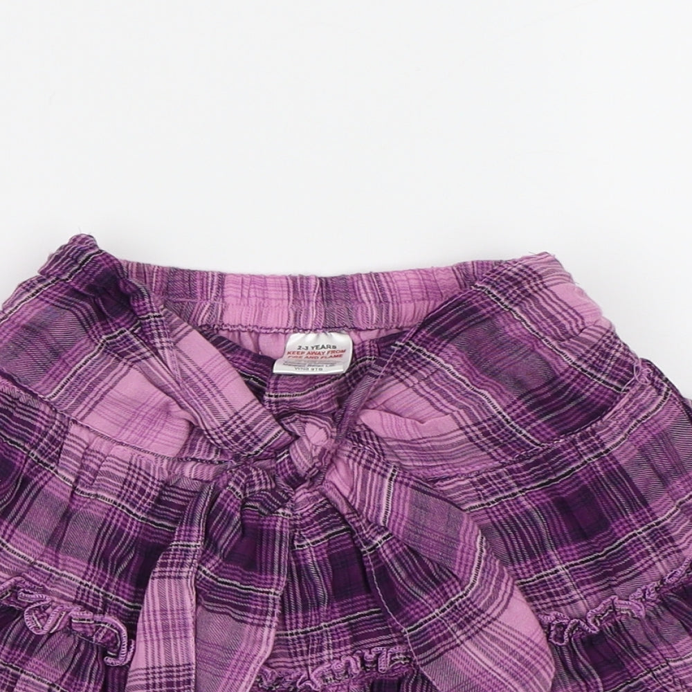 Preworn  Girls Purple Check  A-Line Skirt Size 2-3 Years