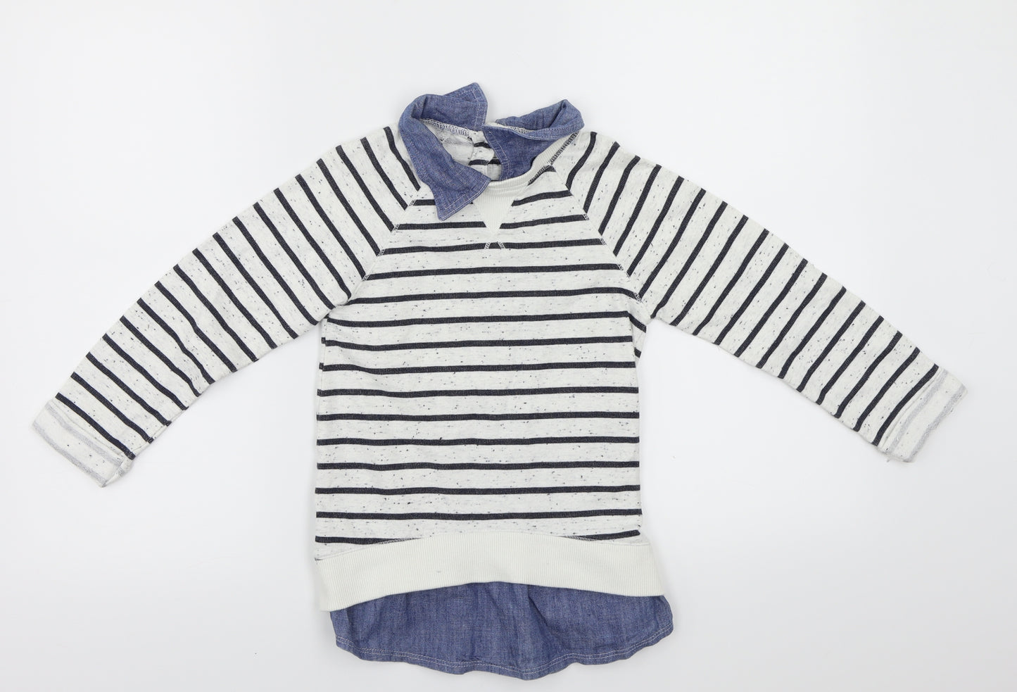 NEXT  Girls White Striped  Pullover Jumper Size 6 Years