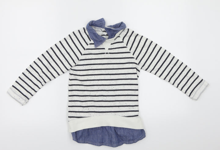 NEXT  Girls White Striped  Pullover Jumper Size 6 Years