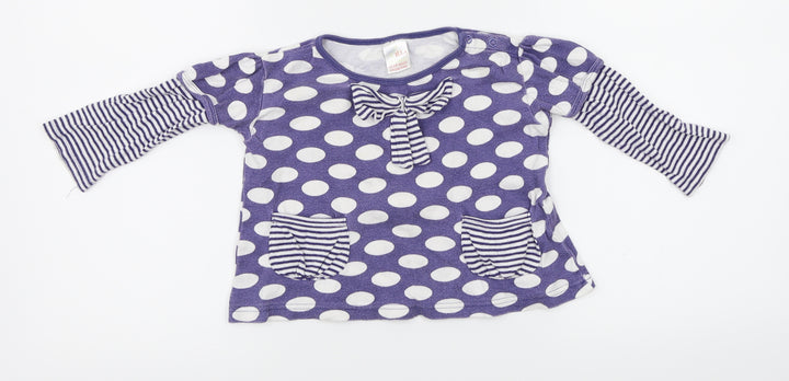 Eddie & Ella  Girls Purple Polka Dot  Basic T-Shirt Size 18-24 Months