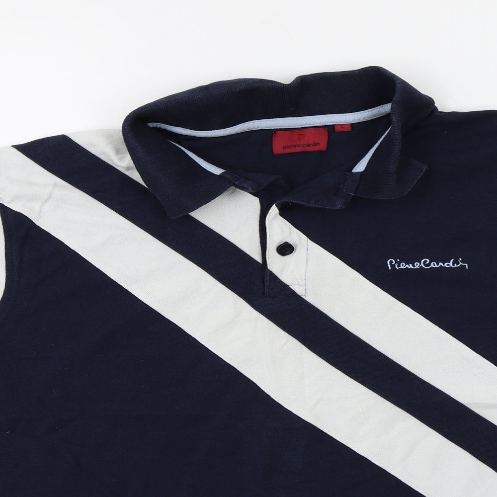 Pierre Cardin  Mens Blue Striped   Polo Size L