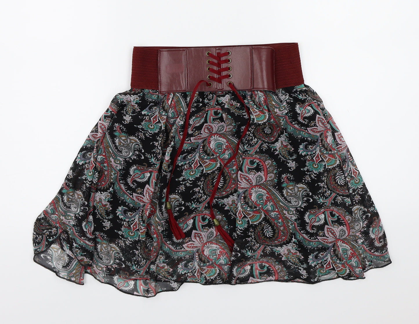 Select  Womens Black Floral  A-Line Skirt Size 14