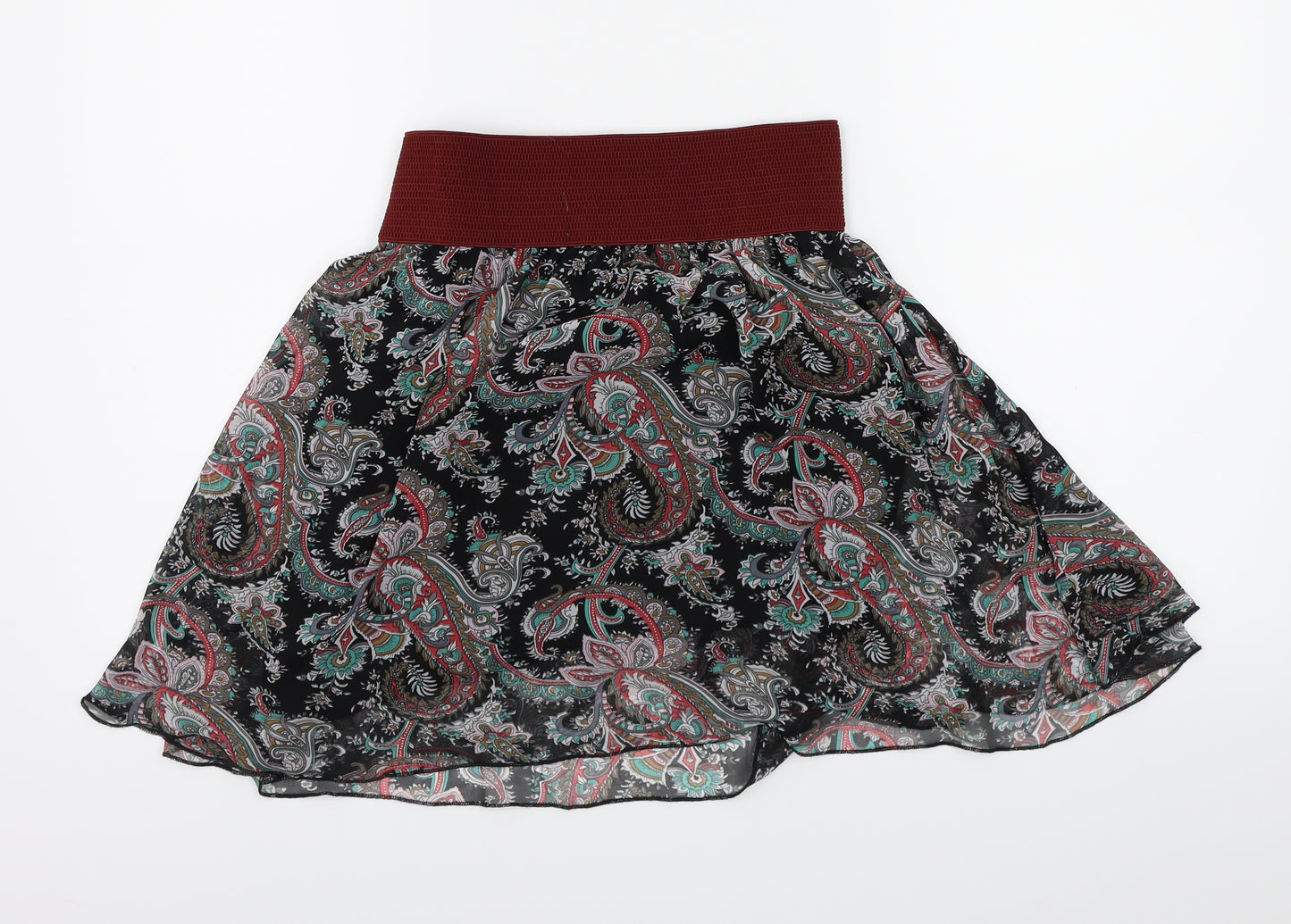 Select  Womens Black Floral  A-Line Skirt Size 14