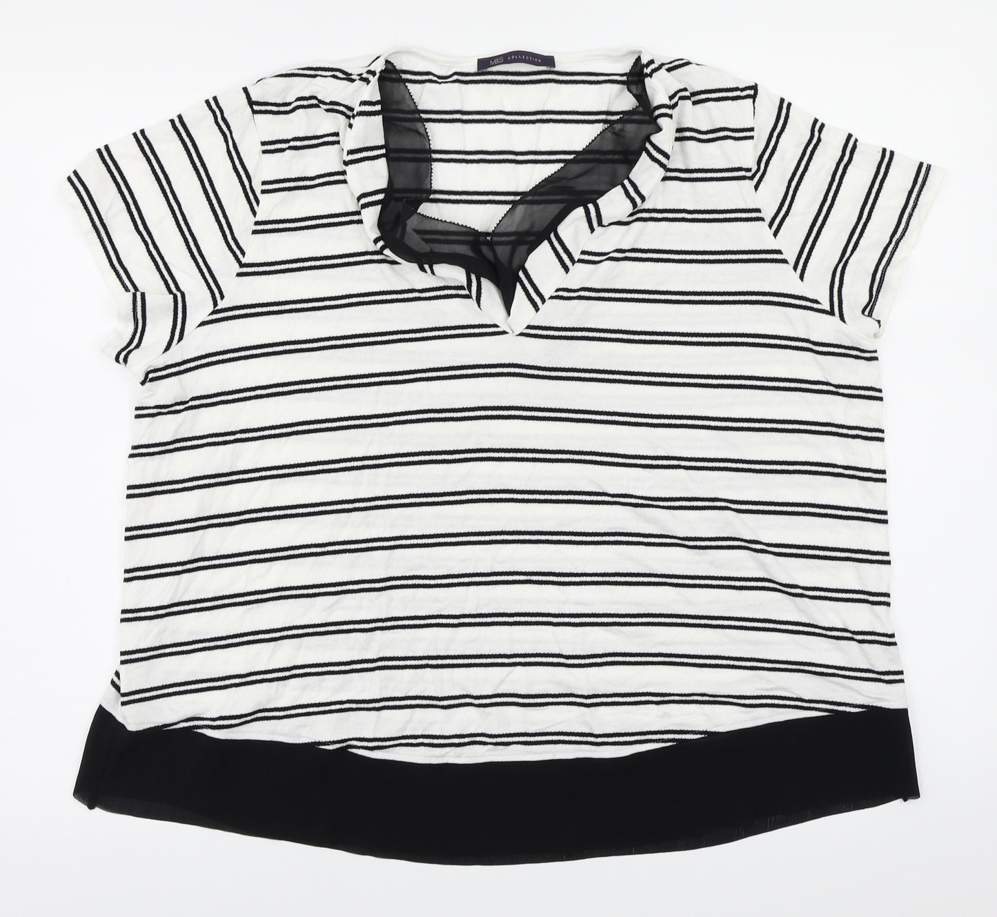 Marks and Spencer  Womens White Striped  Basic Blouse Size 18