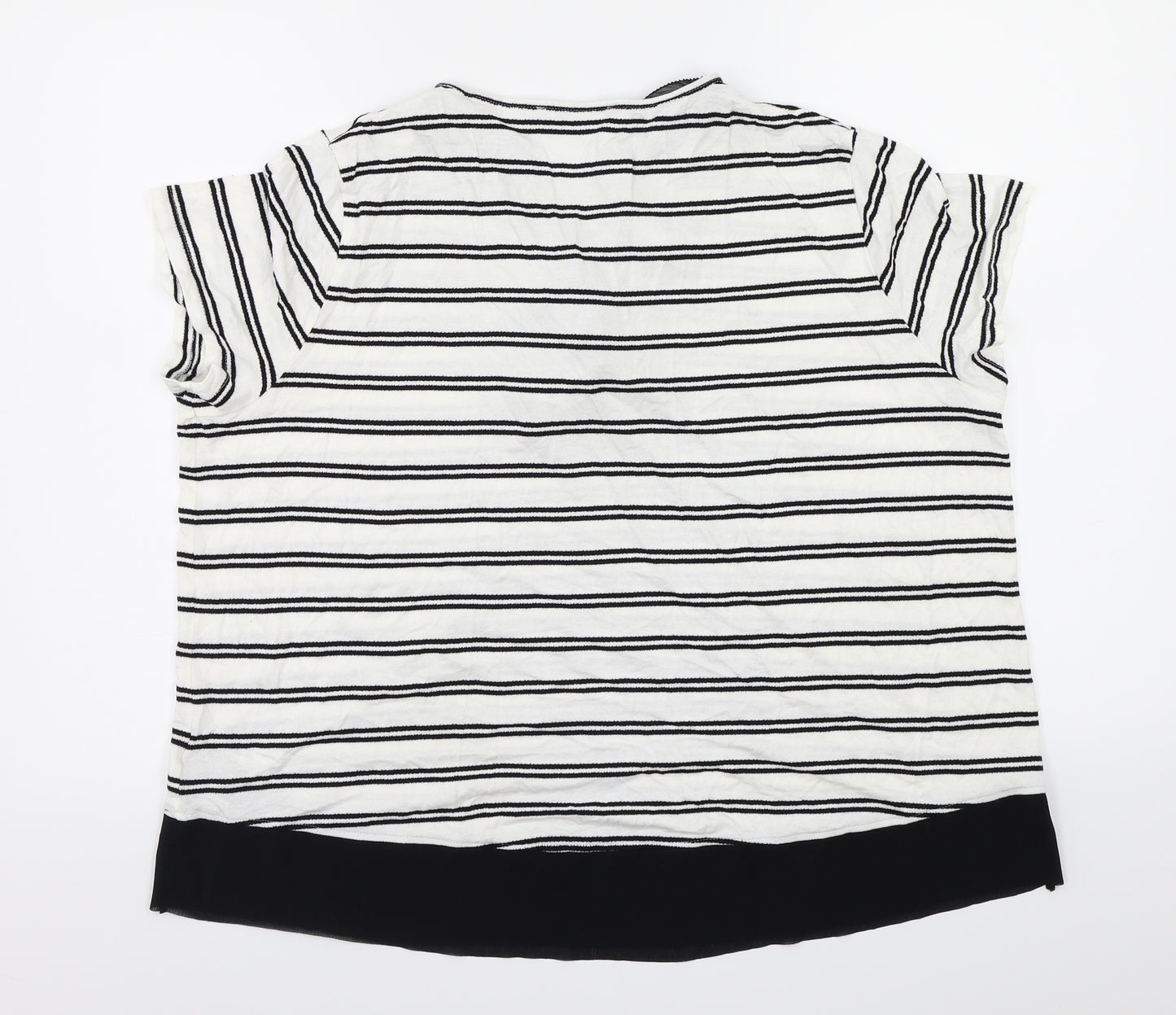 Marks and Spencer  Womens White Striped  Basic Blouse Size 18