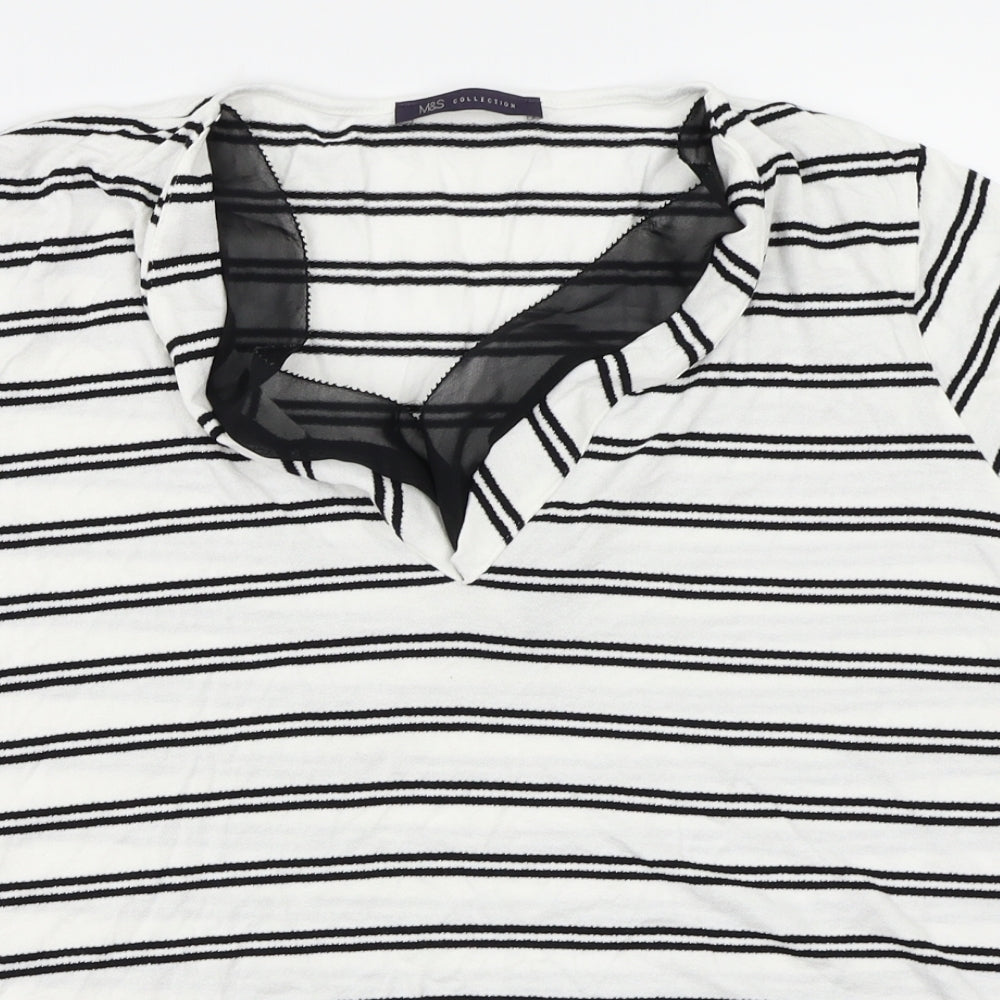 Marks and Spencer  Womens White Striped  Basic Blouse Size 18