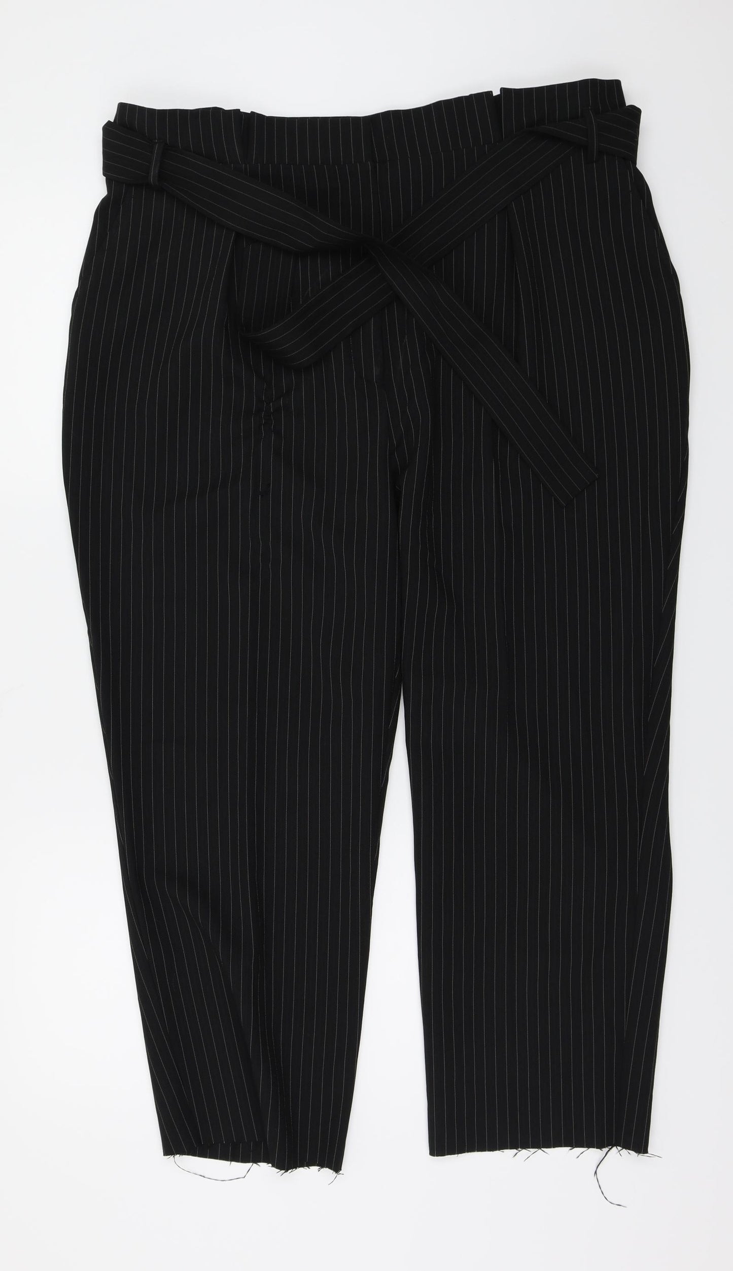 Peacocks  Womens Black Striped  Trousers  Size 16 L26 in