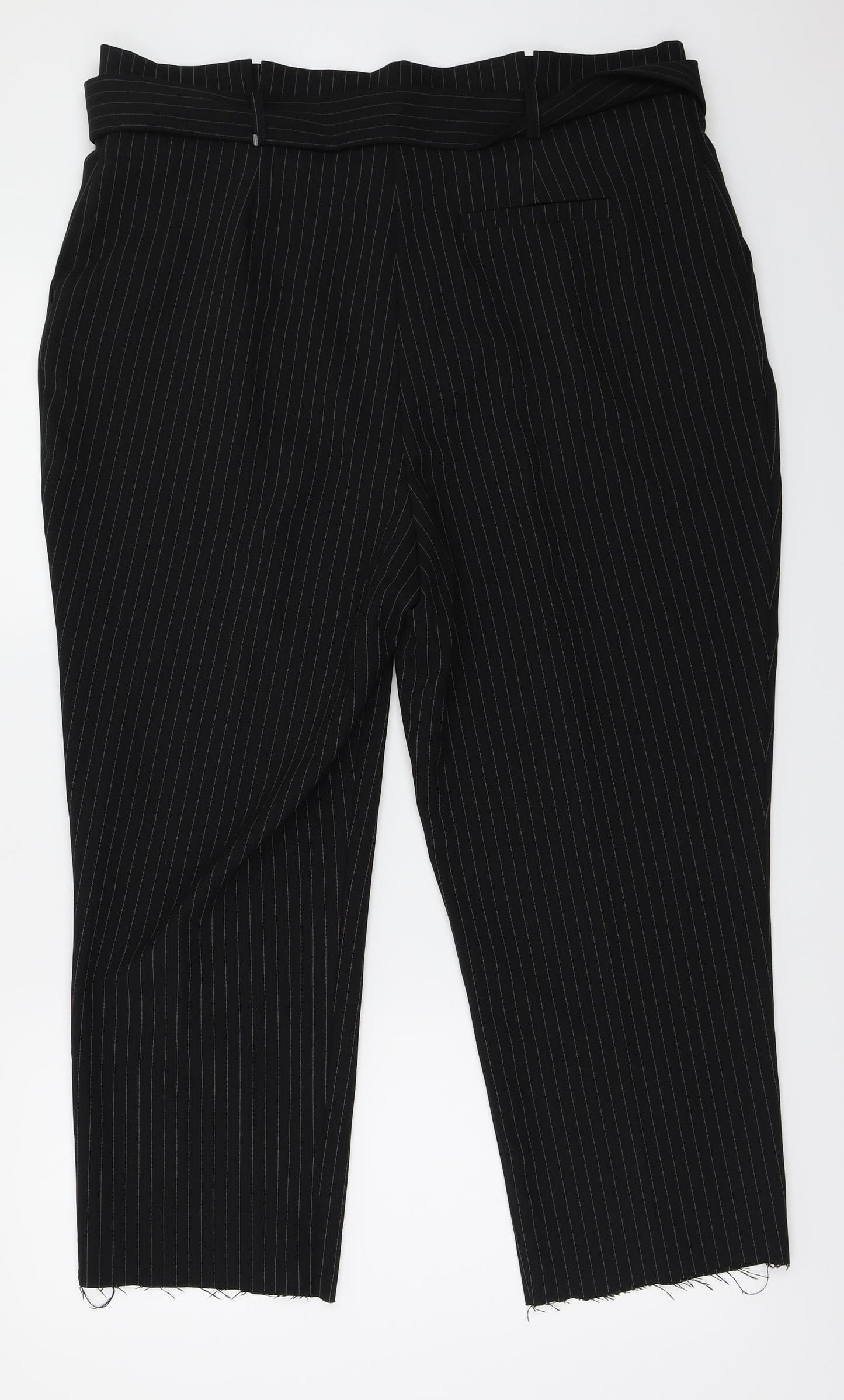 Peacocks  Womens Black Striped  Trousers  Size 16 L26 in