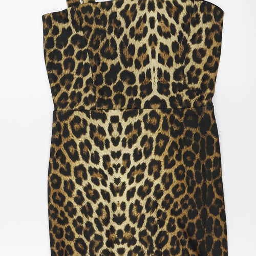 Boohoo  Womens Beige Animal Print  Bodycon  Size 10