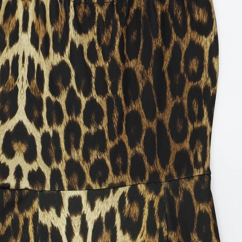 Boohoo  Womens Beige Animal Print  Bodycon  Size 10