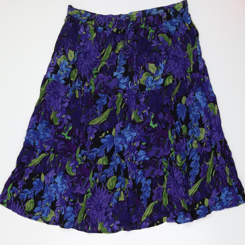 akal Womens Blue Floral  A-Line Skirt Size 36 in