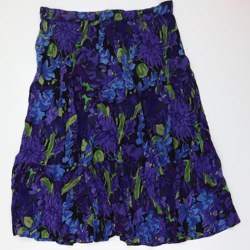 akal Womens Blue Floral  A-Line Skirt Size 36 in