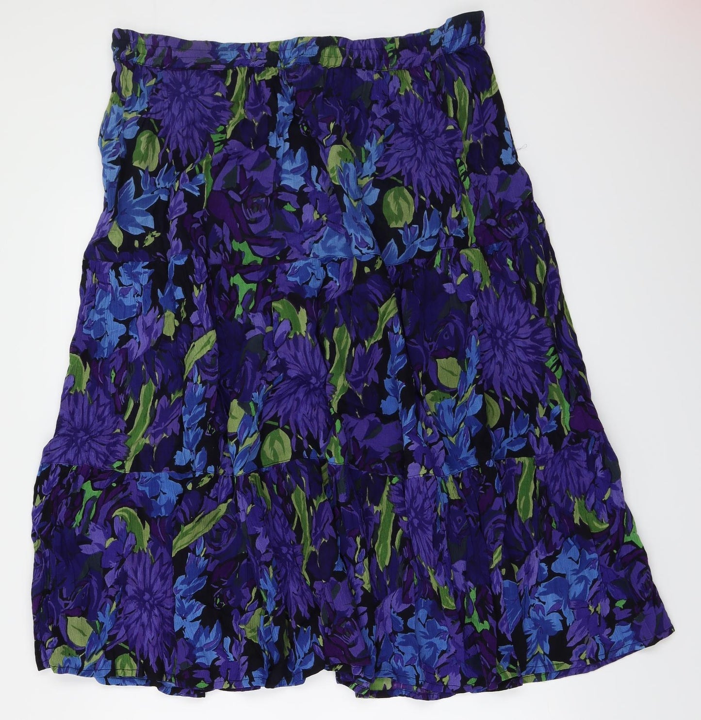 akal Womens Blue Floral  A-Line Skirt Size 36 in