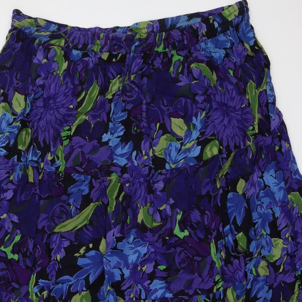 akal Womens Blue Floral  A-Line Skirt Size 36 in