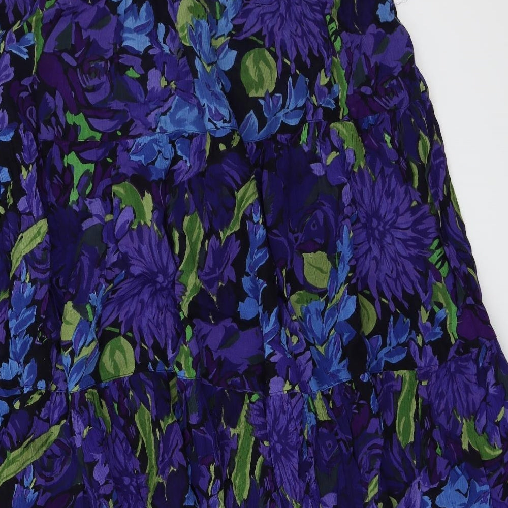 akal Womens Blue Floral  A-Line Skirt Size 36 in