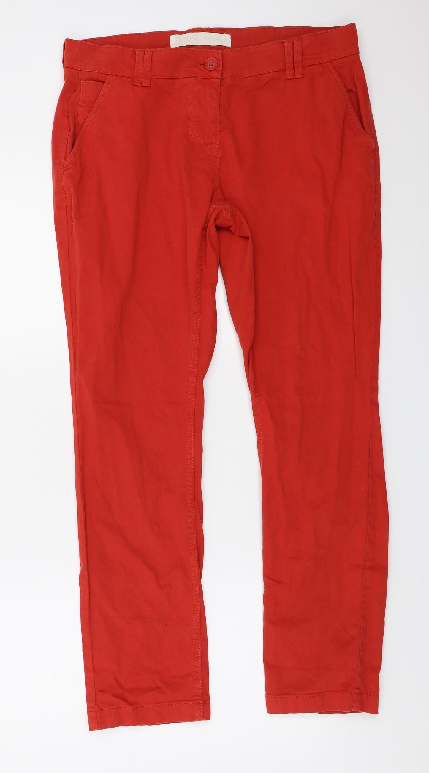 Chino  Womens Red   Trousers  Size 12 L26 in