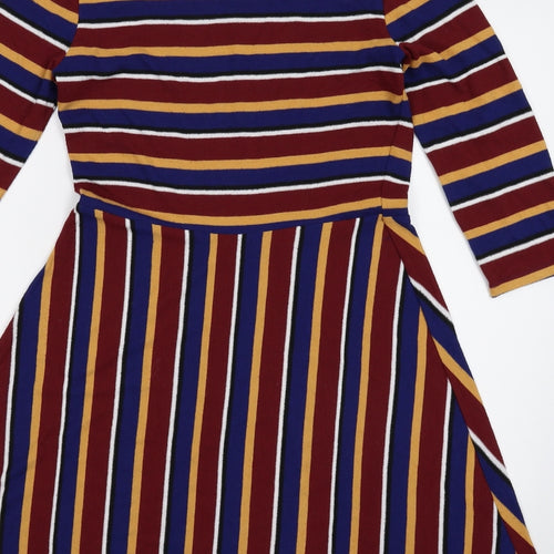 TU Womens Multicoloured Striped Knit Jumper Dress  Size 8