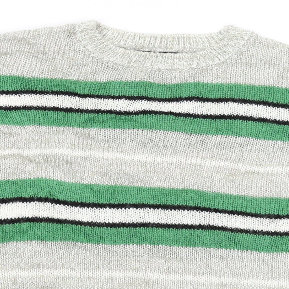 New Look Womens Grey Striped Knit Pullover Jumper Size M