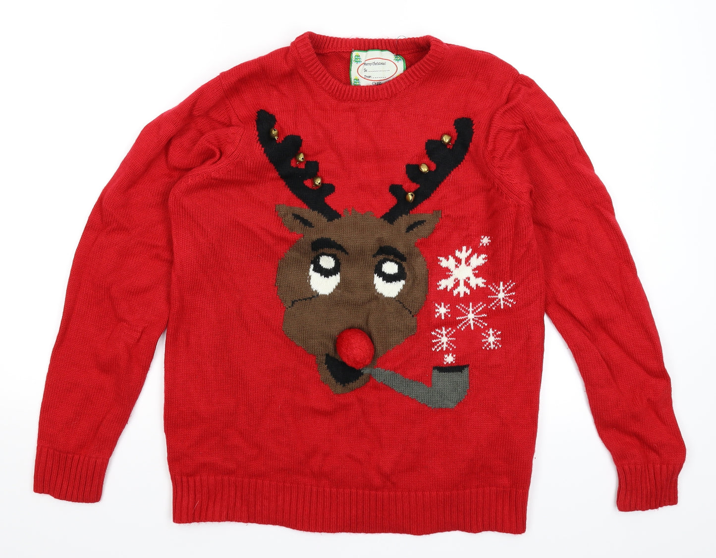 Primark Mens Red  Knit Pullover Jumper Size S