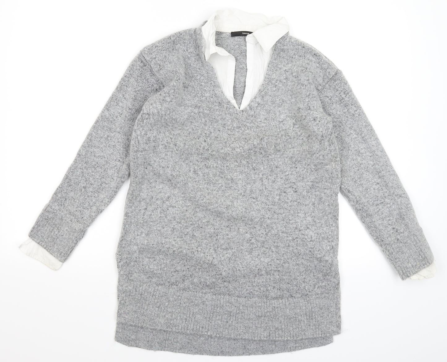 George Womens Grey  Knit Pullover Jumper Size S