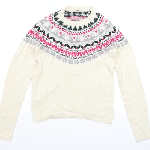 TU Womens Beige Geometric Knit Pullover Jumper Size 8