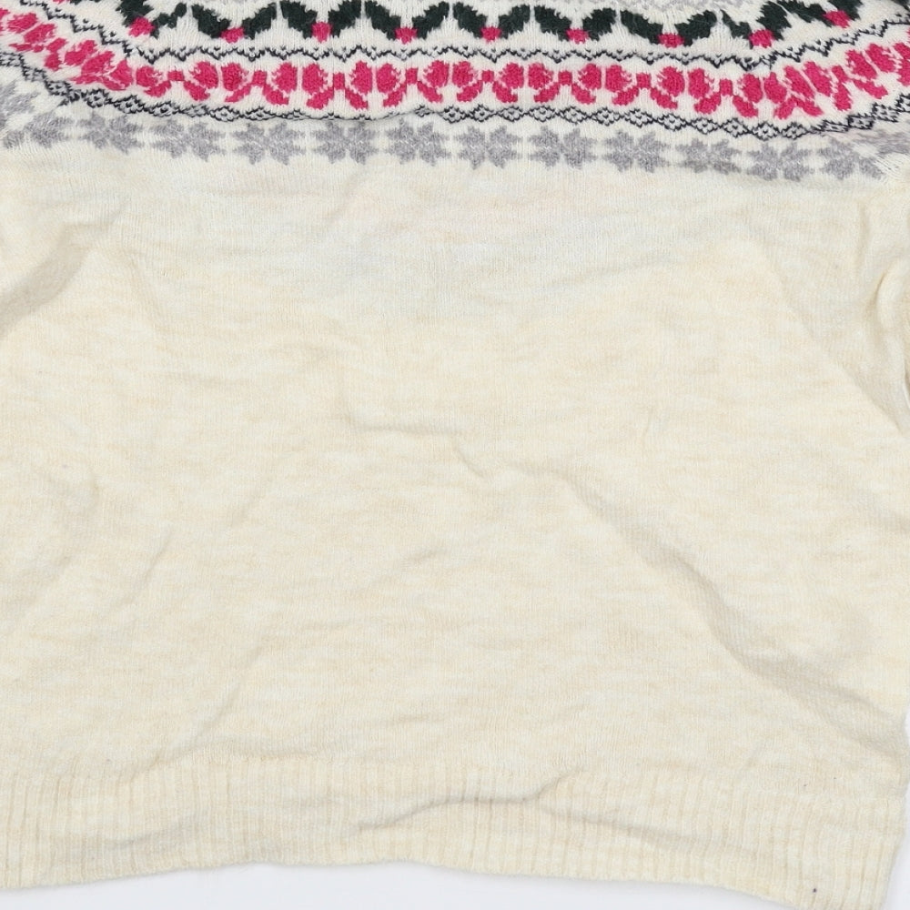 TU Womens Beige Geometric Knit Pullover Jumper Size 8