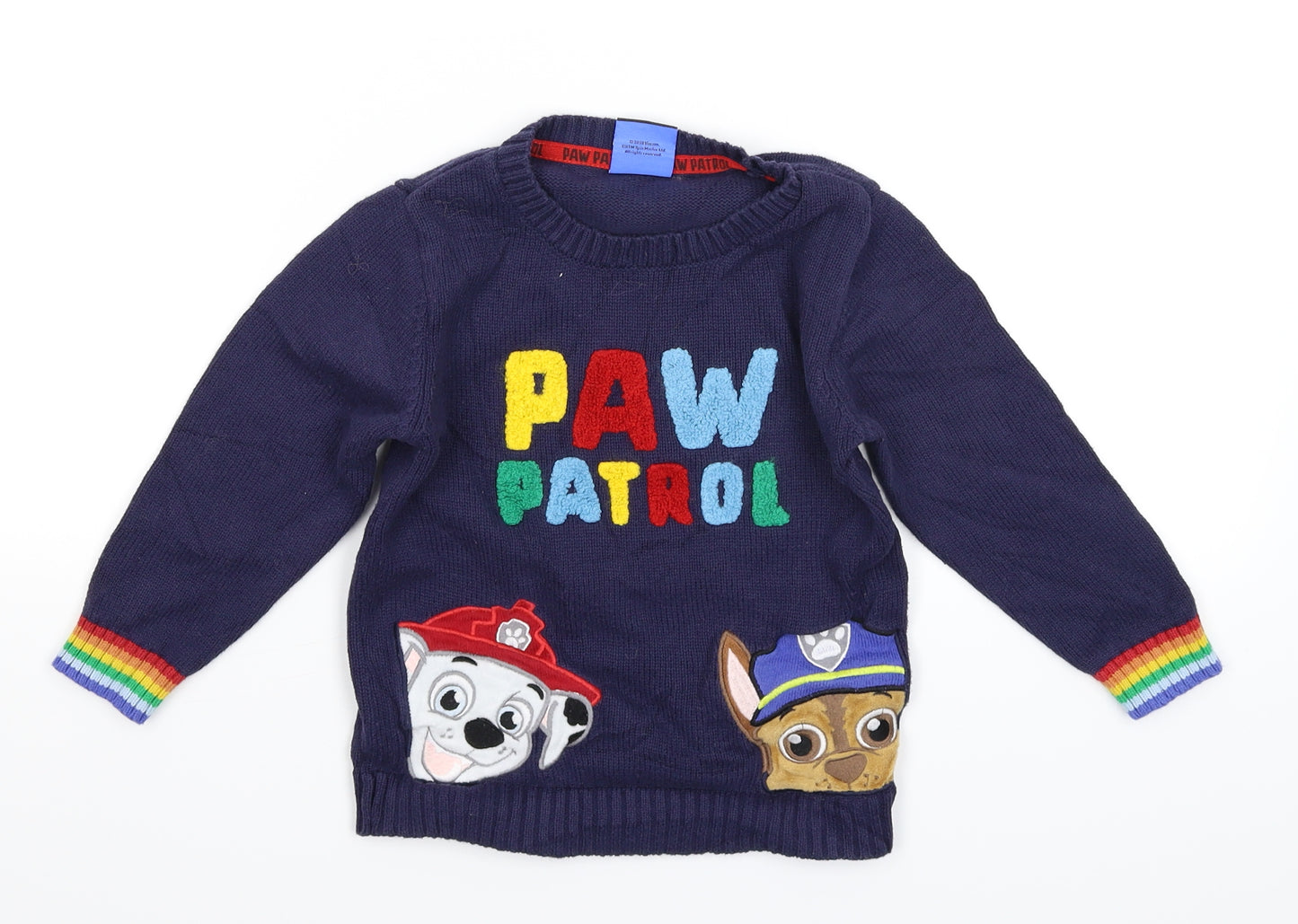 George Boys Blue  Knit Pullover Jumper Size 3-4 Years  - Paw Patrol