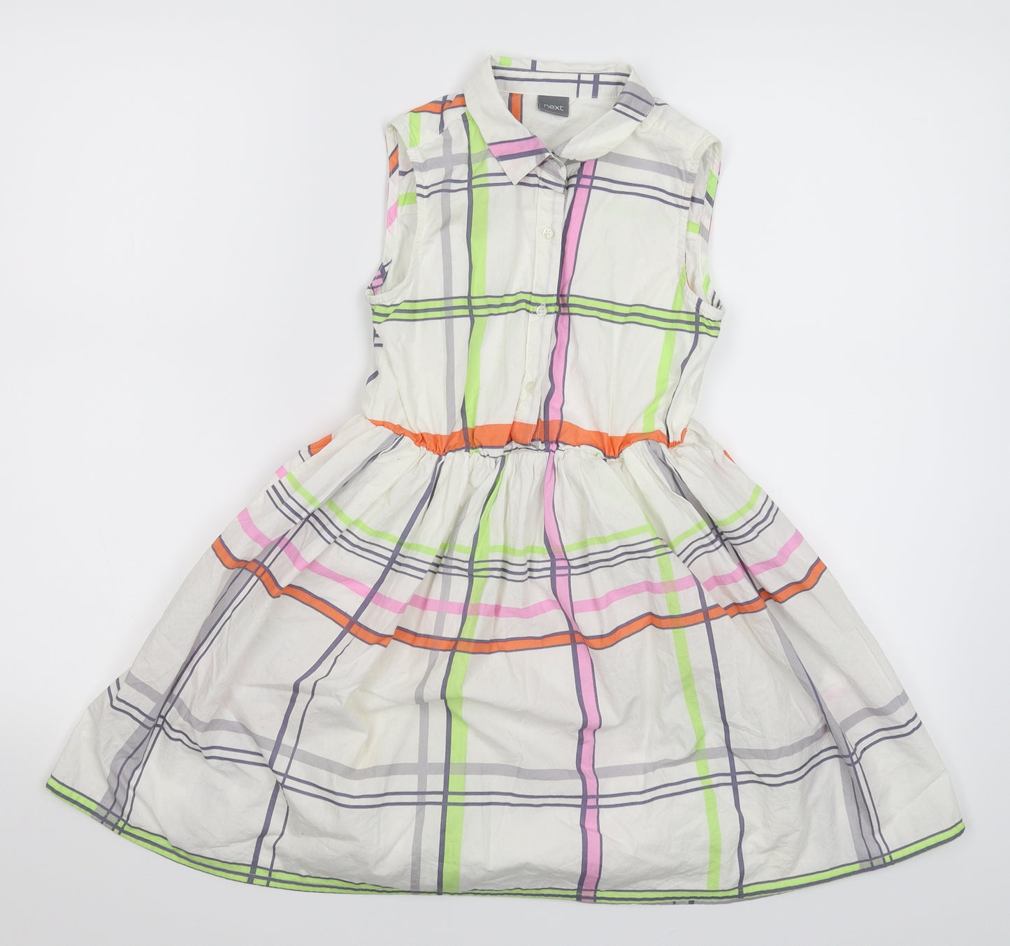 NEXT Girls White Check  Fit & Flare  Size 8 Years