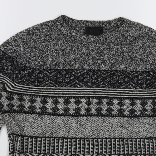 H&M Womens Multicoloured Geometric Knit Pullover Jumper Size XS