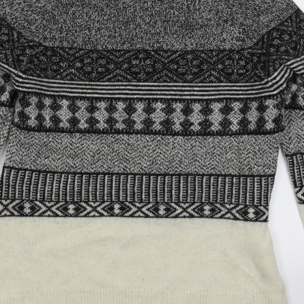 H&M Womens Multicoloured Geometric Knit Pullover Jumper Size XS