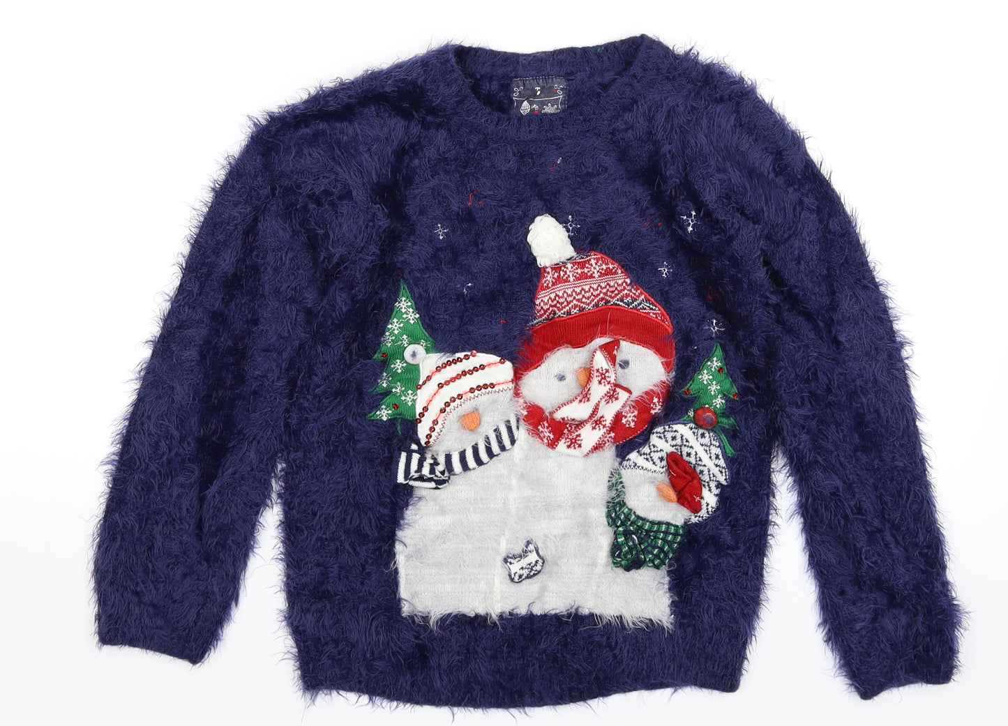 TU Girls Blue  Knit Pullover Jumper Size 11 Years  - Christmas
