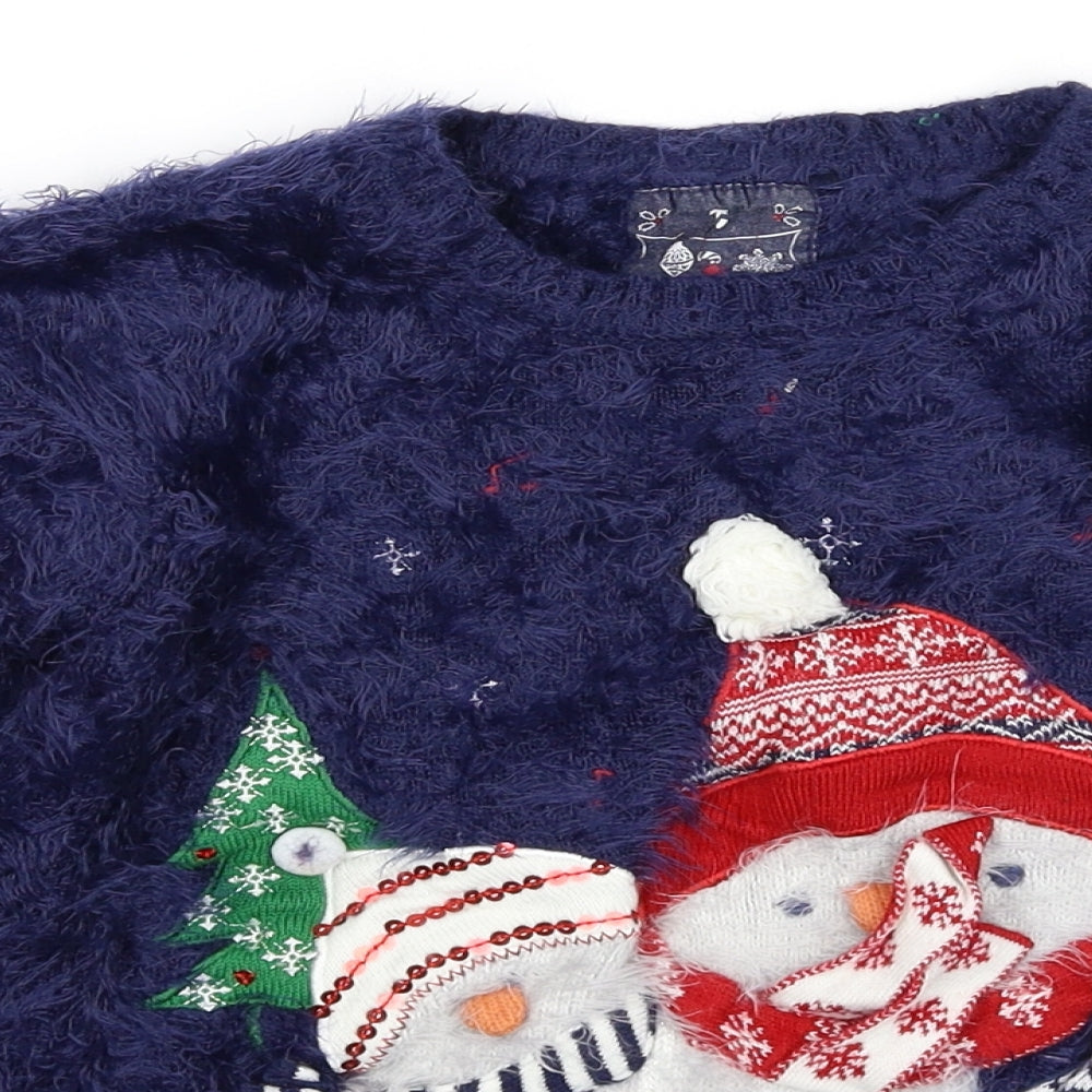 TU Girls Blue  Knit Pullover Jumper Size 11 Years  - Christmas