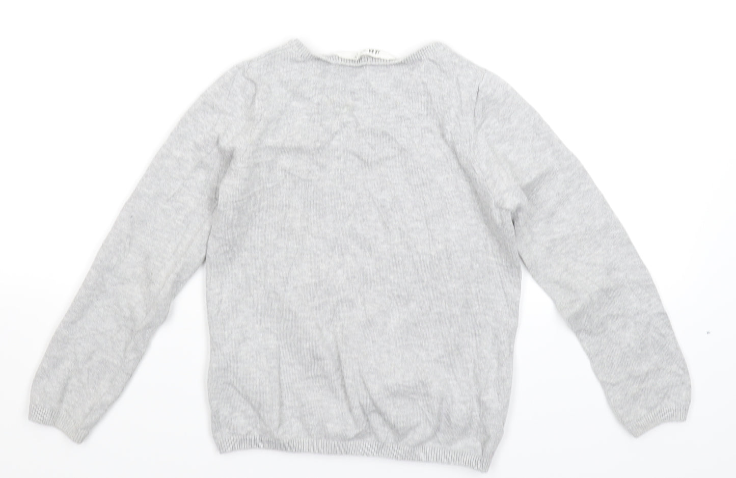 H&M Girls Grey  Knit Pullover Jumper Size 7 Years